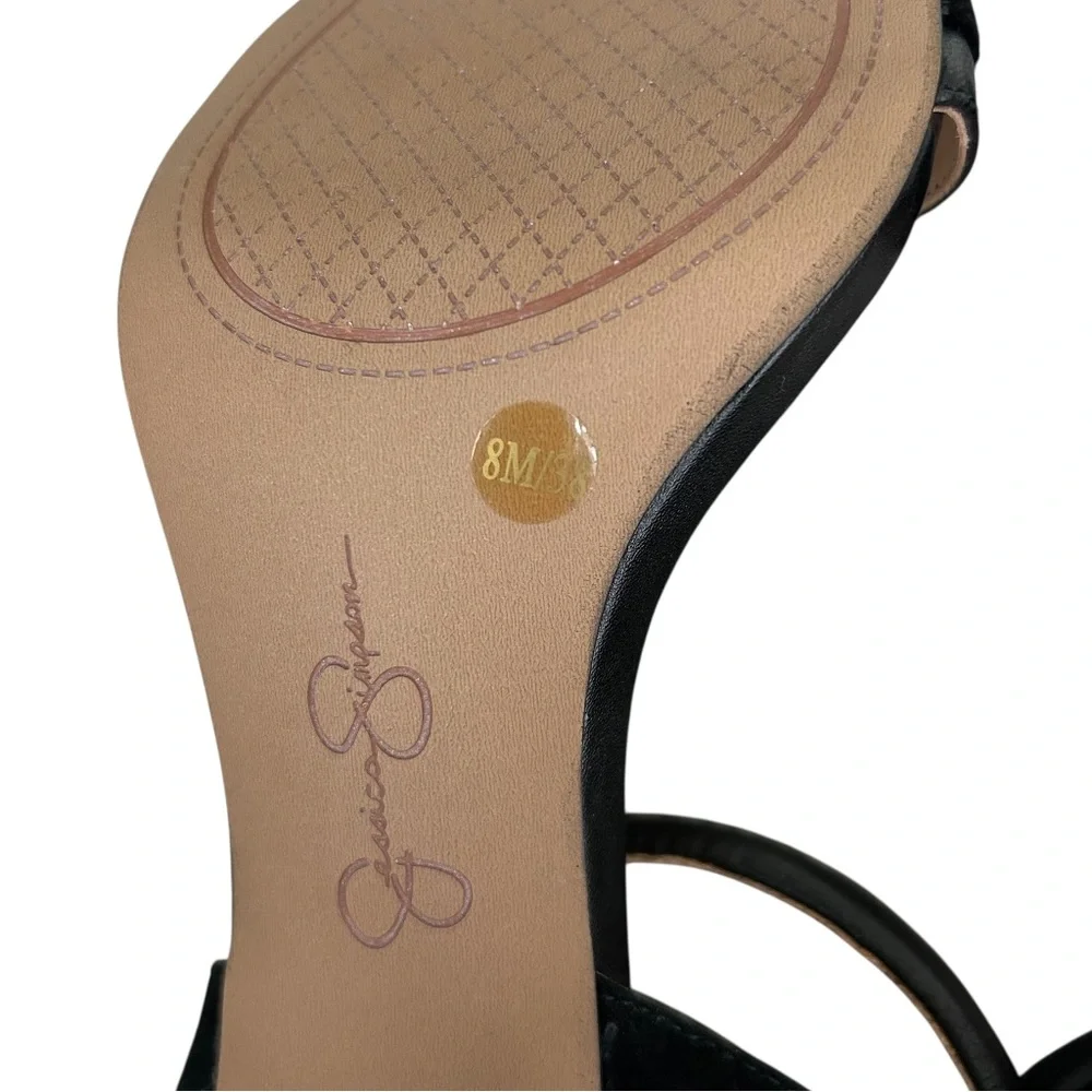 JESSICA SIMPSON Women’s Black Strappy Sandals Vegan Leather & Suede 4